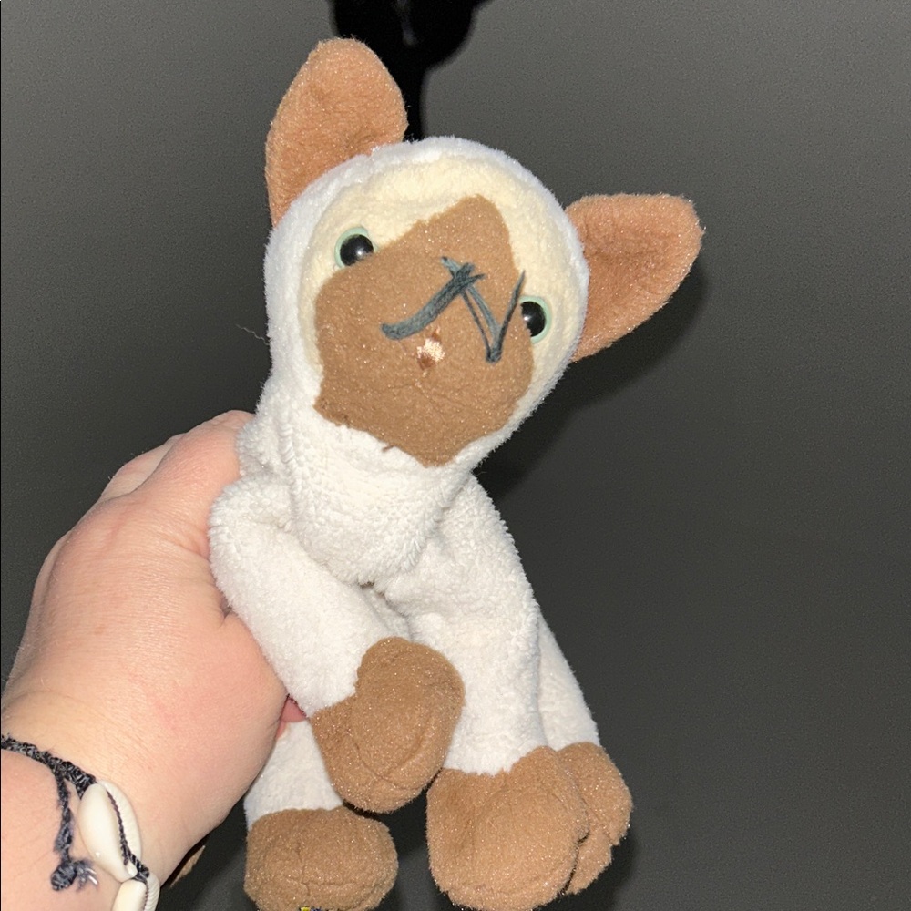 GANZ Cozy White and Brown Plush cat